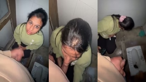Desi sex video Girlfriend Giving Desi Blowjob In The Public Toilet