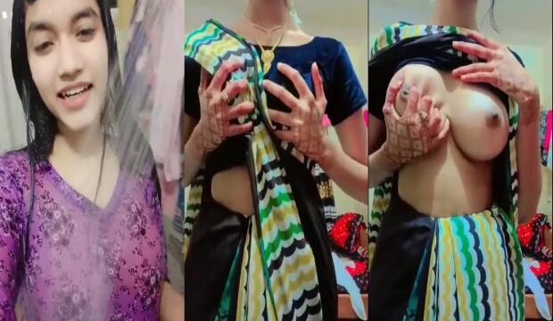 Desi49 MMS Of GF Pressed Her Big Boobs For Her BF